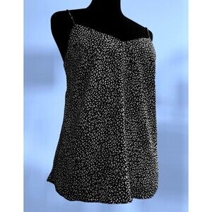 Black & White Camisole Trendy Leopard Print Spaghetti Tank Top Stylish Cami XS